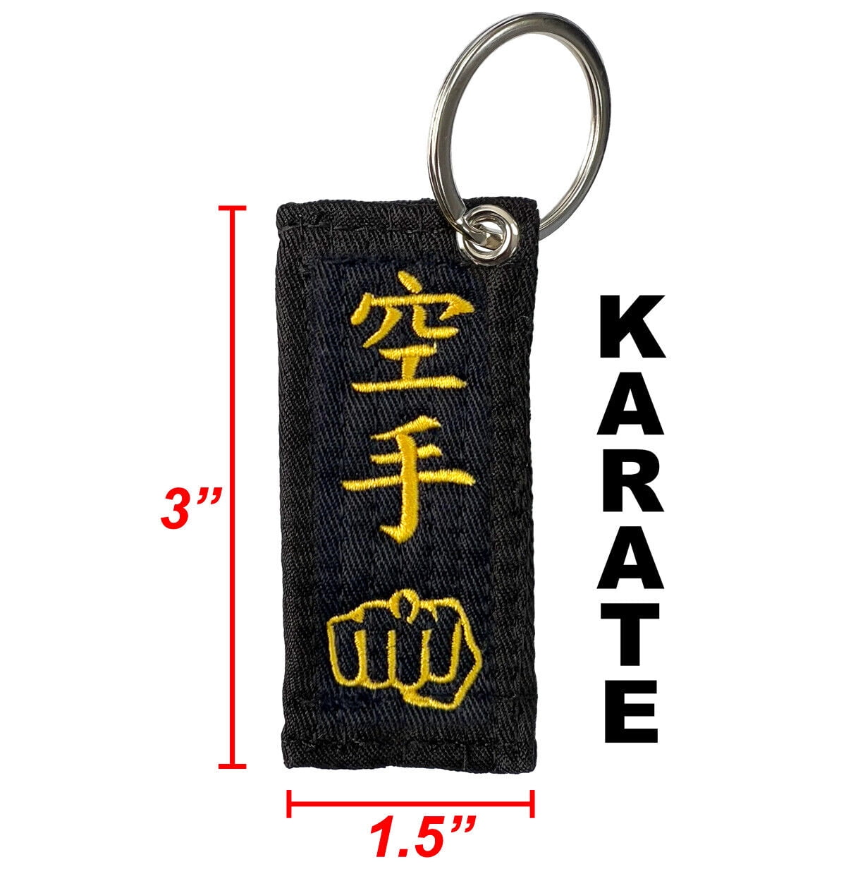 Martial Arts Black Belt Key Chain Karate belt pocket Keychains w/ Ring (6 pcs)