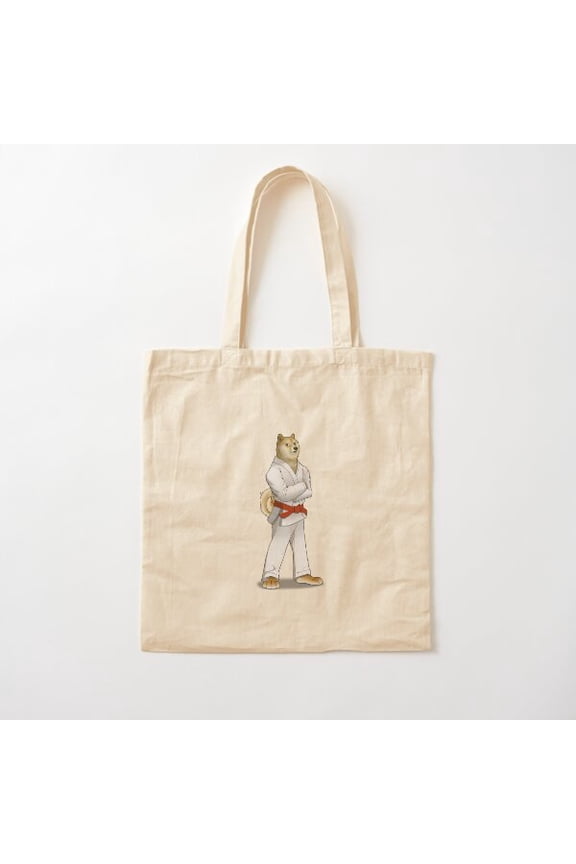Martial Arts Dog, Red Belt With White Uniform Canvas Tote Bags, Reusable Shopping Bag