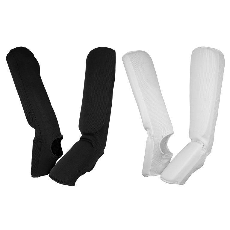 Elastic Cloth Shin & Instep Padded Guards (Pair) - White