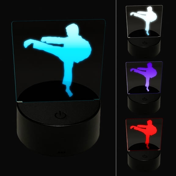 Martial Arts Karate Kick Solid LED Night Light Sign 3D Illusion Desk Nightstand Lamp