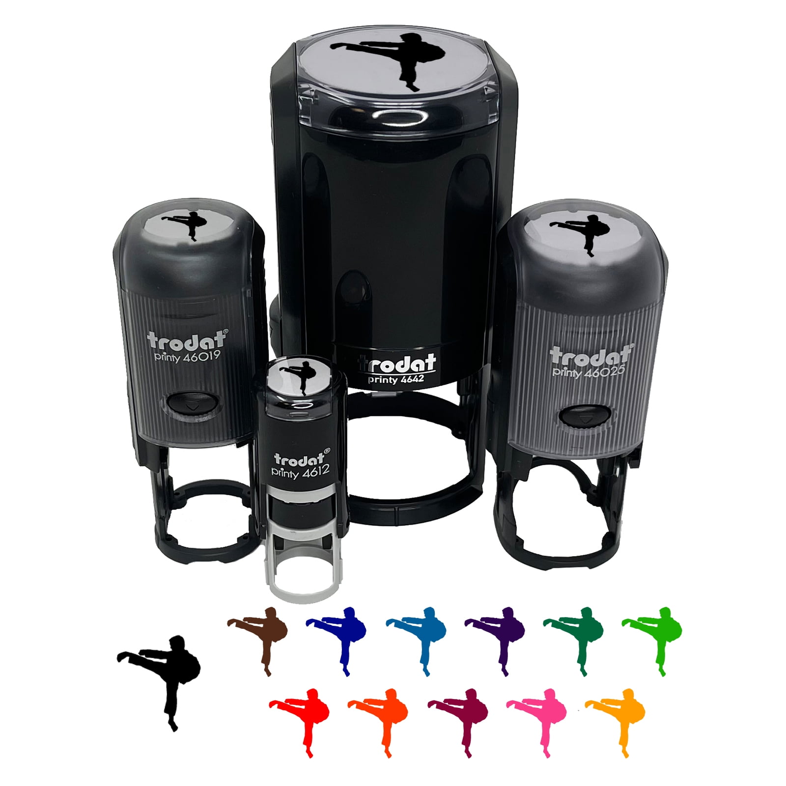 Martial Arts Karate Kick Solid Self-Inking Rubber Stamp Ink Stamper - Dry Pad (No Ink) - Mini 1/2 Inch