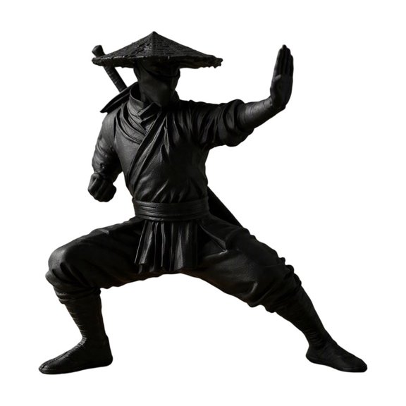Martial Arts Master Figurine, 3D Printed Kung Fu Tabletop Sculpture with Conical Hat and Sword for Study and Office Decor