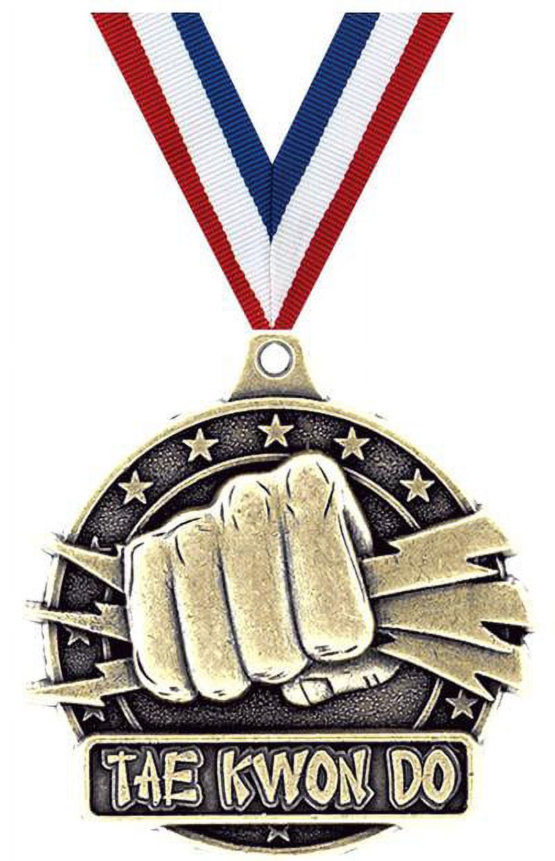 Martial Arts Medals, 2" Gold Diecast Martial Arts Medal Award 10 Pack