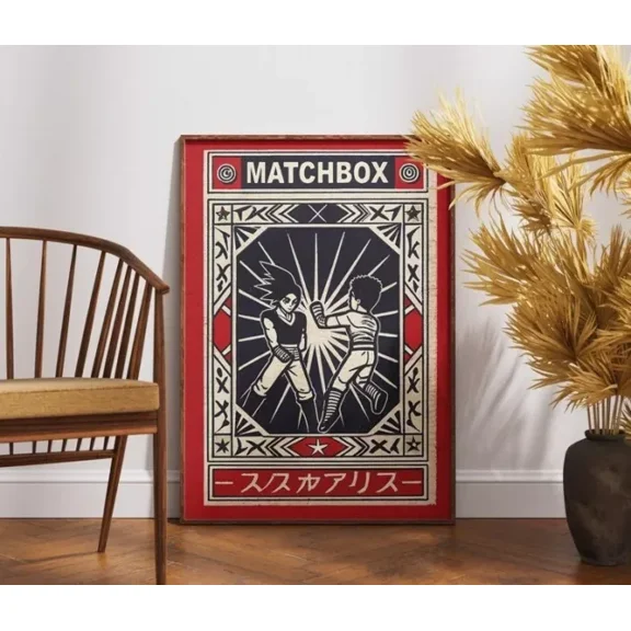 Martial Arts Poster Vintage Fighting Matchbox Art Home Decor Vintage Art Print Cute Birthday Gift Wall Art
