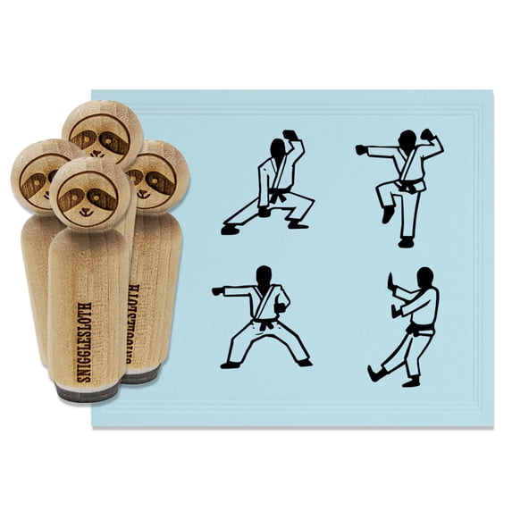 Martial Arts Stances Karate Taekwondo Kung Fu Rubber Stamp Set for Scrapbooking Crafting Stamping - Medium 1 Inch