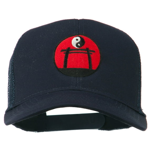 Martial Arts Yin and Yang Embroidered Mesh Cap - Navy OSFM