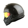 thumbnail image 1 of Martian Genuine Real Carbon Fiber Motorcycle Open Face Helmet HB-B2 Glossy Carbon Black + Golden Lens, DOT Approved, 1 of 7