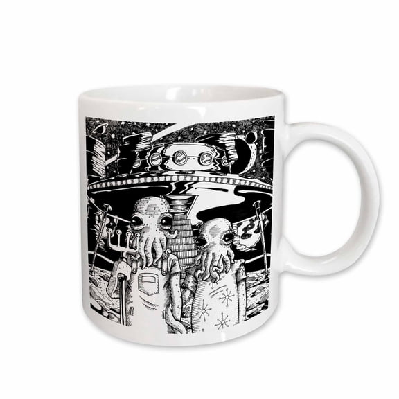 3drose, Martian Gothic - Alien Farmers Based on American Gothic, 11oz Mug