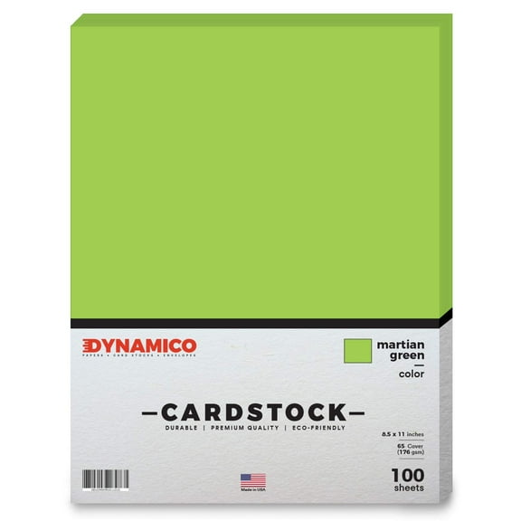 Martian Green Cardstock Paper  8 1/2 x 11" Medium weight 65 LB (175 gsm) Cover Card Stock - for Cards, Invitations, Brochure, Award, and Stationery Printing - 100 Sheets Per Pack