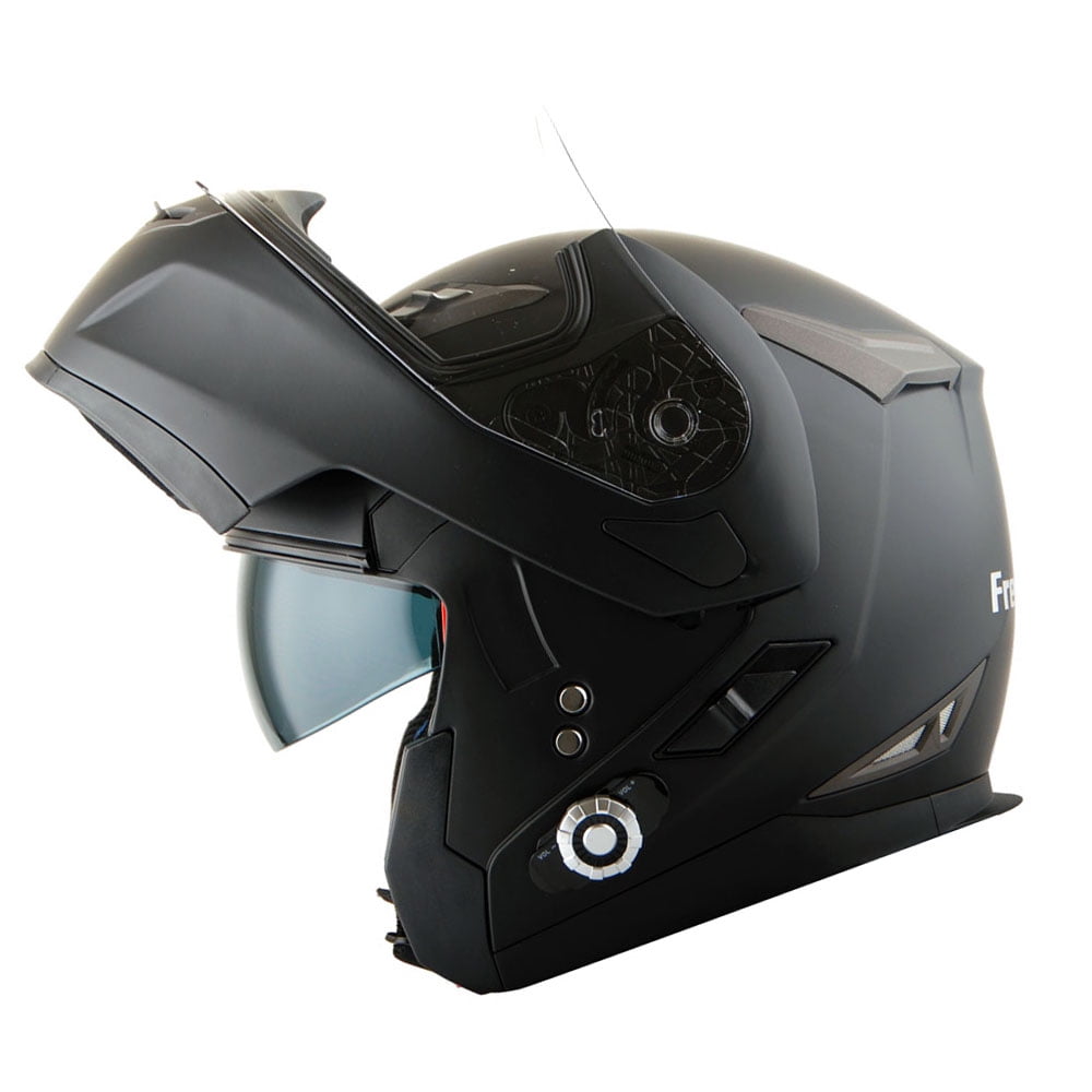 flip up bluetooth motorcycle helmets ILM Modular Full Face Helmet Model 159BT White / Large Crafted with a durable ABS shell and EPS impact absorption liner Modular Bluetooth Motorcycle Helmet Flip-up