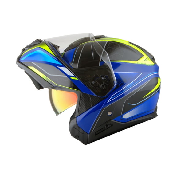 Martian Motorcycle Modular Full Face Helmet Flip up Dual Visor Sun Shield: HG362 Blue Yellow