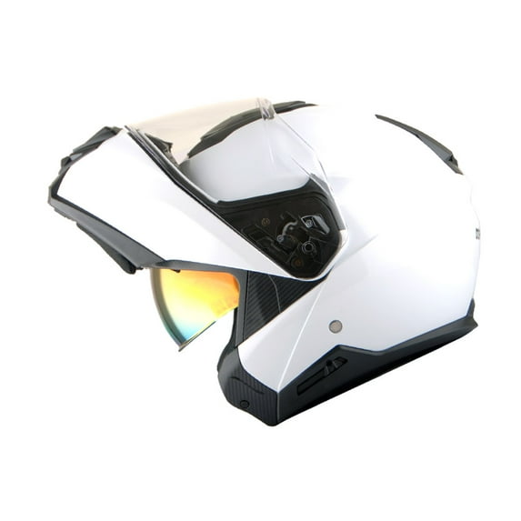 Martian Motorcycle Modular Full Face Helmet Flip up Dual Visor Sun Shield: HG362 Glossy White