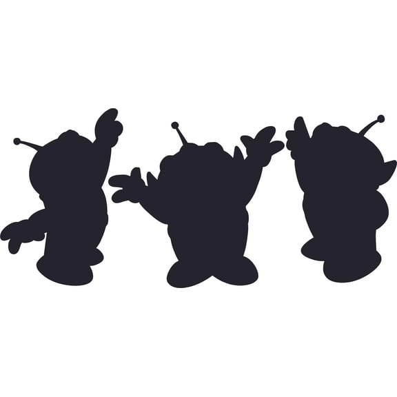 Martians Silhouette Cartoon Characters Decor Wall Art Vinyl Sticker Design Decal Girls Boys Kids Room Bedroom Nursery Kindergarten Fun Home Children Room Decor Wall Art Sticker Vinyl Size (10x10 inch)