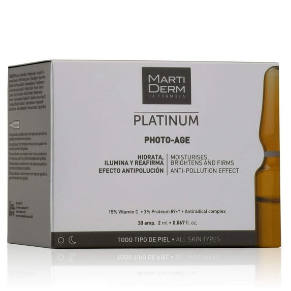 Martiderm Platinum Photo-Age Moisturises Brightens and Firms Anti-Pollution Effect 30 amp, 2 ml each