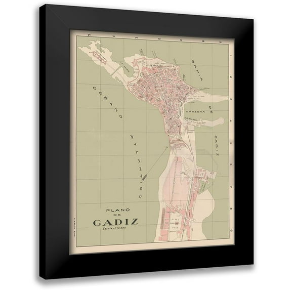 Martin 12x14 Black Modern Framed Museum Art Print Titled - Cadiz Spain Europe - Martin 1920