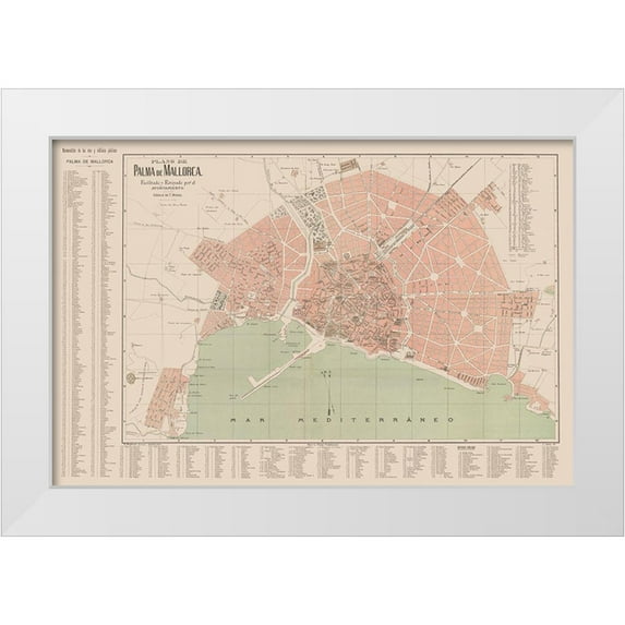 Martin 14x11 White Modern Wood Framed Museum Art Print Titled - Palma de Mallorca Spain Europe - Martin 1911