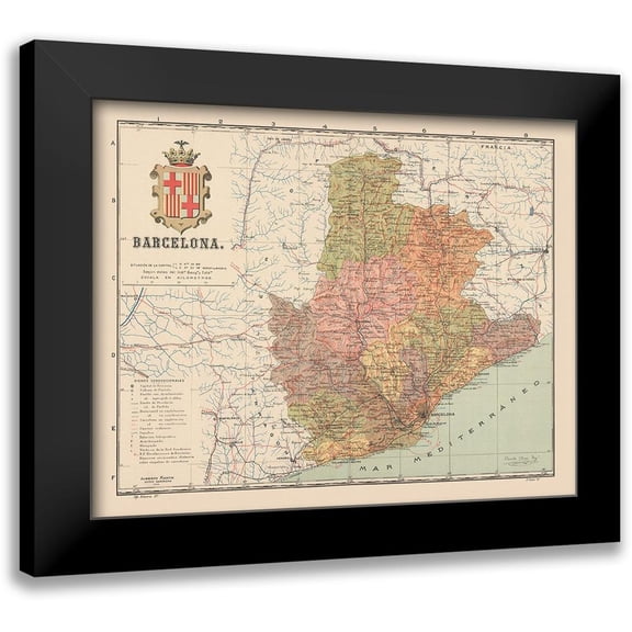 Martin 14x12 Black Modern Framed Museum Art Print Titled - Barcelona Spain Europe - Martin 1911