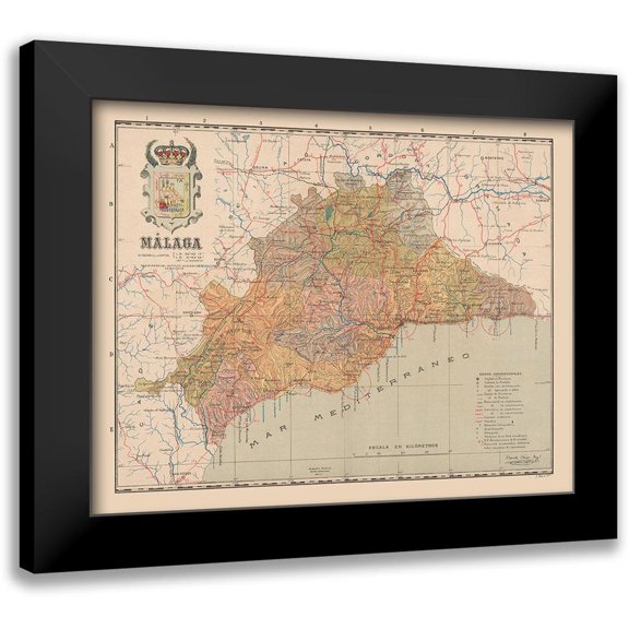 Martin 14x12 Black Modern Framed Museum Art Print Titled - Malaga Spain Europe - Martin 1911