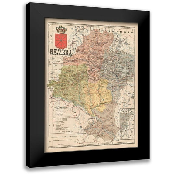Martin 14x18 Black Modern Framed Museum Art Print Titled - Europe Navarre France Spain - Martin 1902