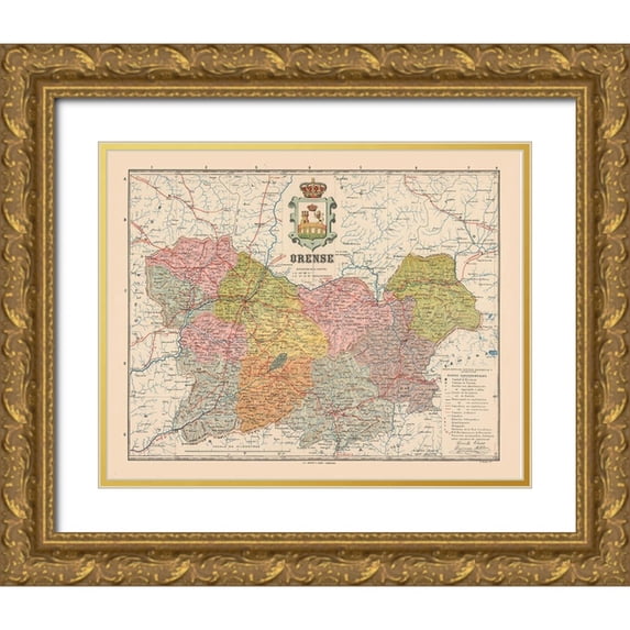 Martin 18x15 Gold Ornate Wood Framed with Double Matting Museum Art Print Titled - Ourense Spain Europe - Martin 1911