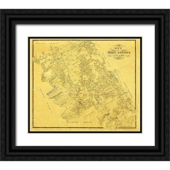 Martin 23x20 Black Ornate Wood Framed with Double Matting Museum Art Print Titled - Hill County Texas - Martin 1857