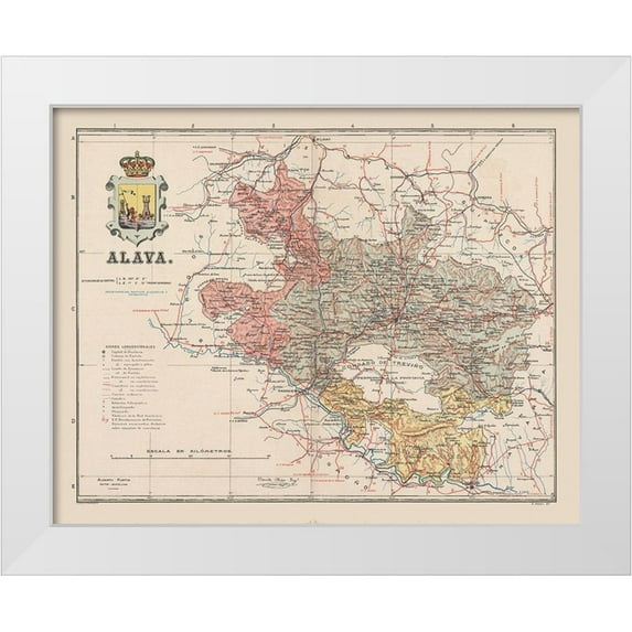 Martin 24x20 White Modern Wood Framed Museum Art Print Titled - Alava Spain Europe - Martin 1900