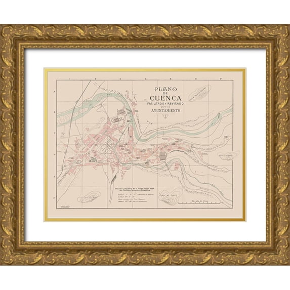 Martin 32x25 Gold Ornate Wood Framed with Double Matting Museum Art Print Titled - Cuenca Spain Europe - Martin 1911