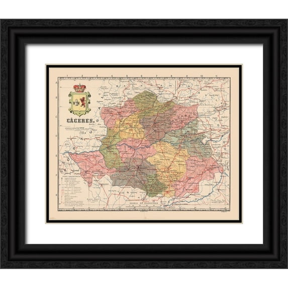 Martin 32x26 Black Ornate Wood Framed with Double Matting Museum Art Print Titled - Caceres Spain Europe - Martin 1911
