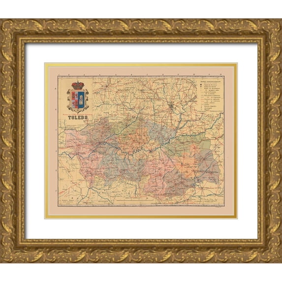 Martin 32x26 Gold Ornate Wood Framed with Double Matting Museum Art Print Titled - Toledo Spain Europe - Martin 1911