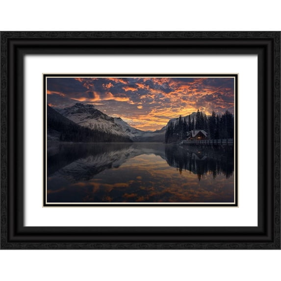 Martin Castan, David 14x11 Black Ornate Wood Framed with Double Matting Museum Art Print Titled - Emerald Lake-Canada