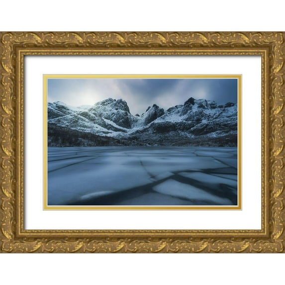 Martin Castan, David 32x23 Gold Ornate Wood Framed with Double Matting Museum Art Print Titled - Ice Craking