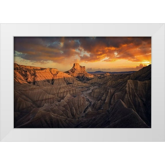 Martin Castan, David 32x23 White Modern Wood Framed Museum Art Print Titled - Badlands-Bardenas Reales