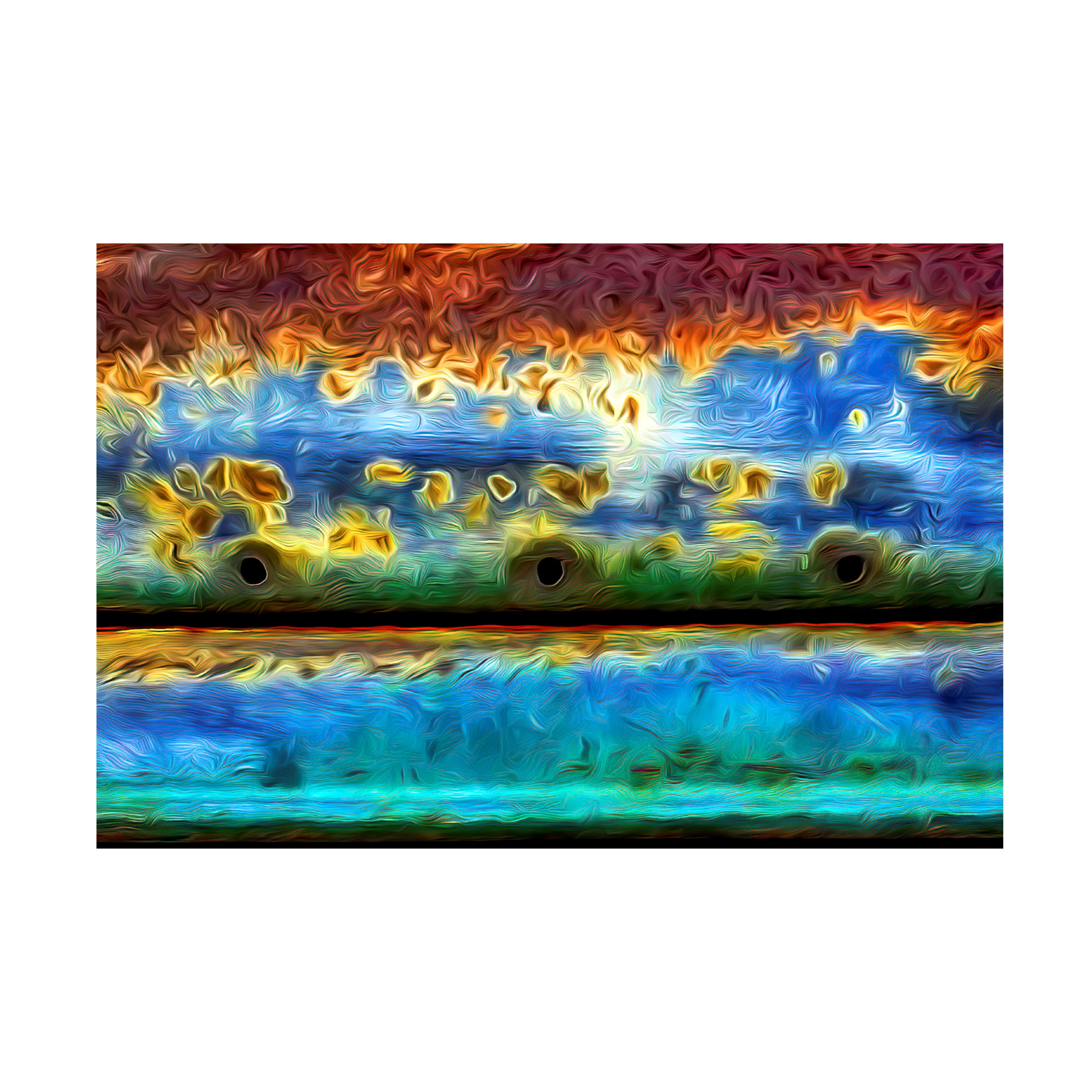 Vintage Car Print on Canvas in Blue and Orange