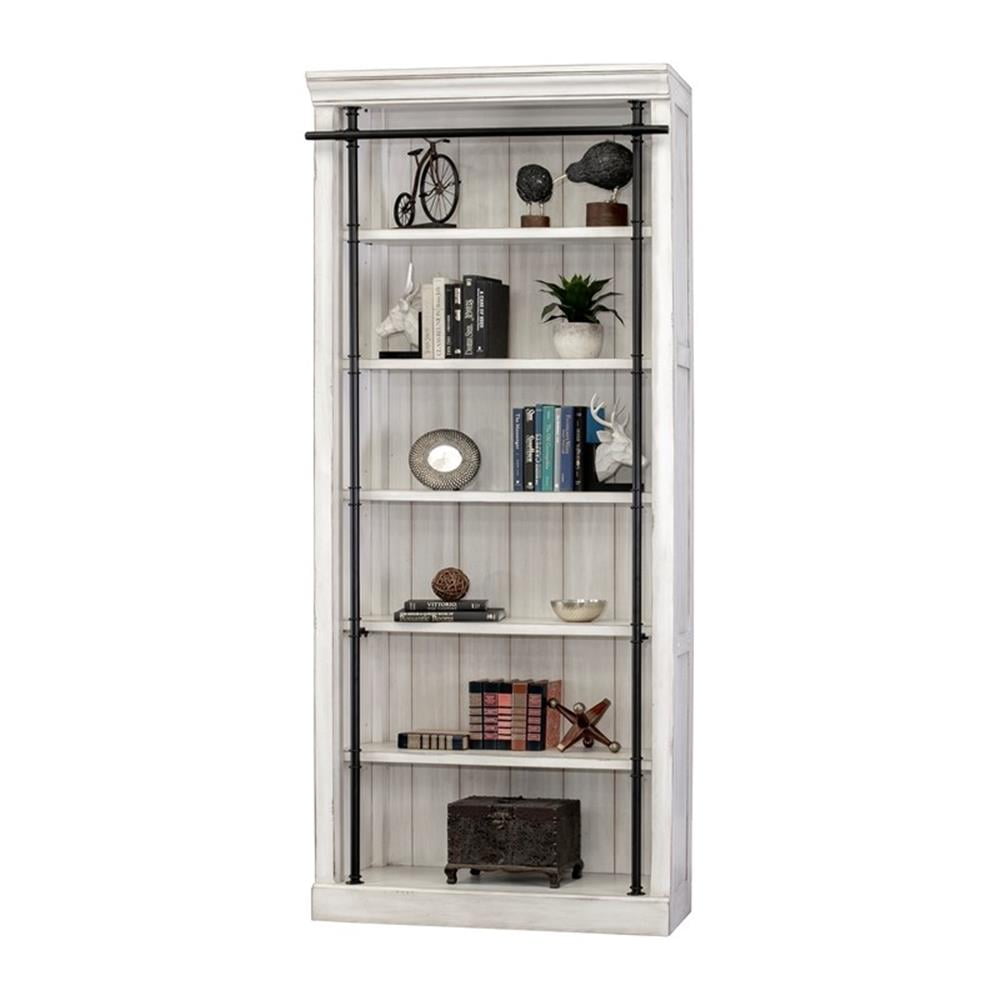 Martin Furniture Avondale 5-Shelf Farmhouse Wood Bookcase in White