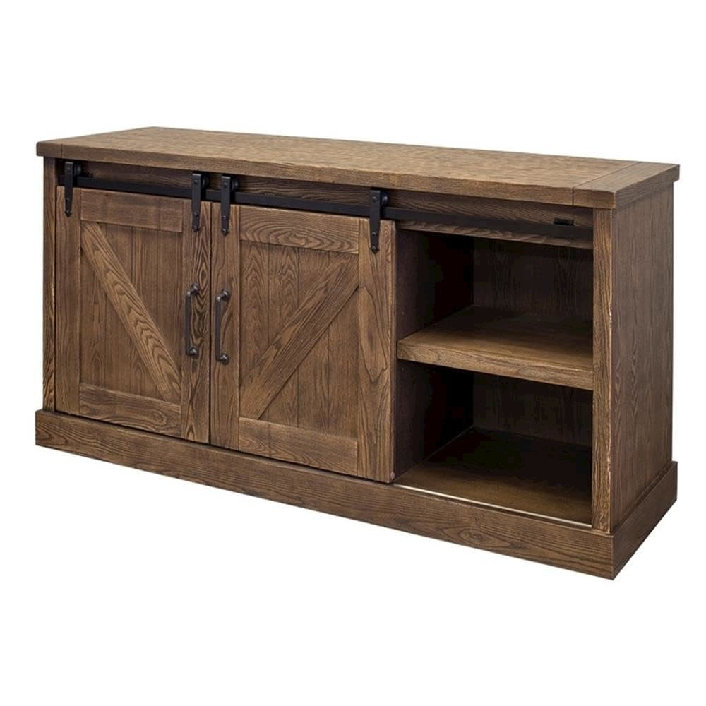 Avondale 60" Brown Oak TV Console with Sliding Doors