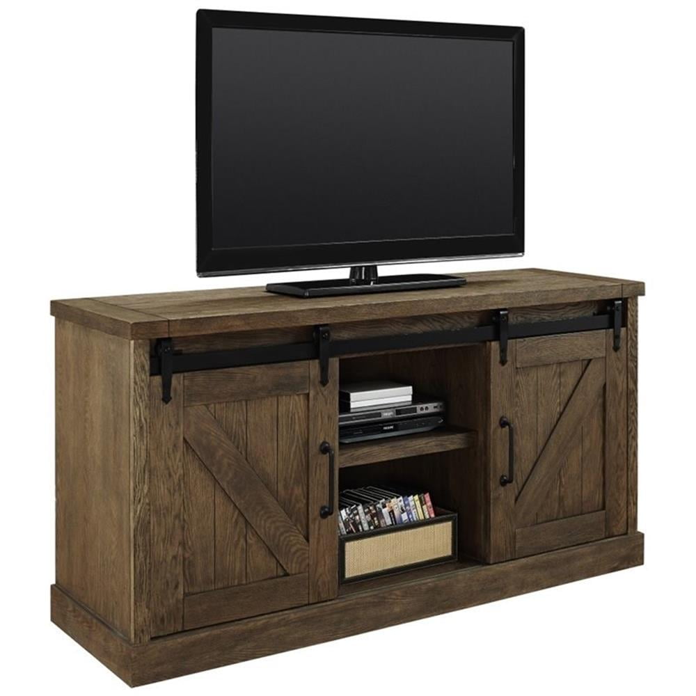 Avondale 60" Brown Oak TV Console with Sliding Doors