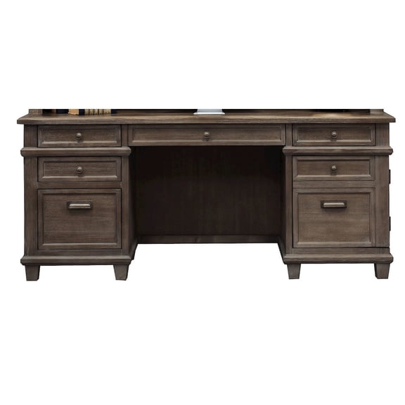 Martin Furniture Carson Credenza Wood Office Desk Writing Table Gray