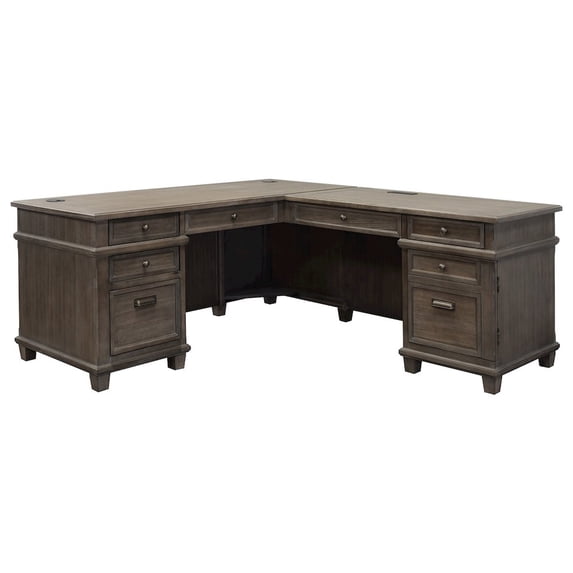 Martin Furniture Carson Wood L-Desk & Return, Writing Table, Office Desk, Gray