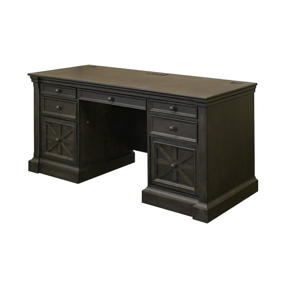 Martin Furniture Credenza 66"W Wood Office Desk Writing Table in Dark Brown