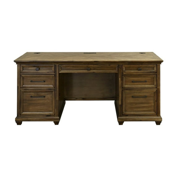 Martin Furniture Credenza Wood Office Desk Writing Table Storage Desk in Brown