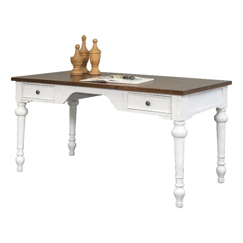 Durham 60'' Traditional White and Cherry Home Office Desk with Drawers