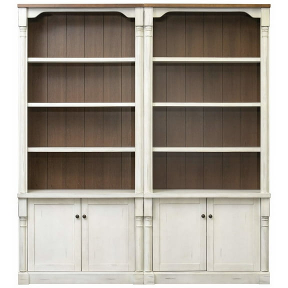 Martin Furniture Durham Two Rustic 8' Wood Bookcases With Doors, White
