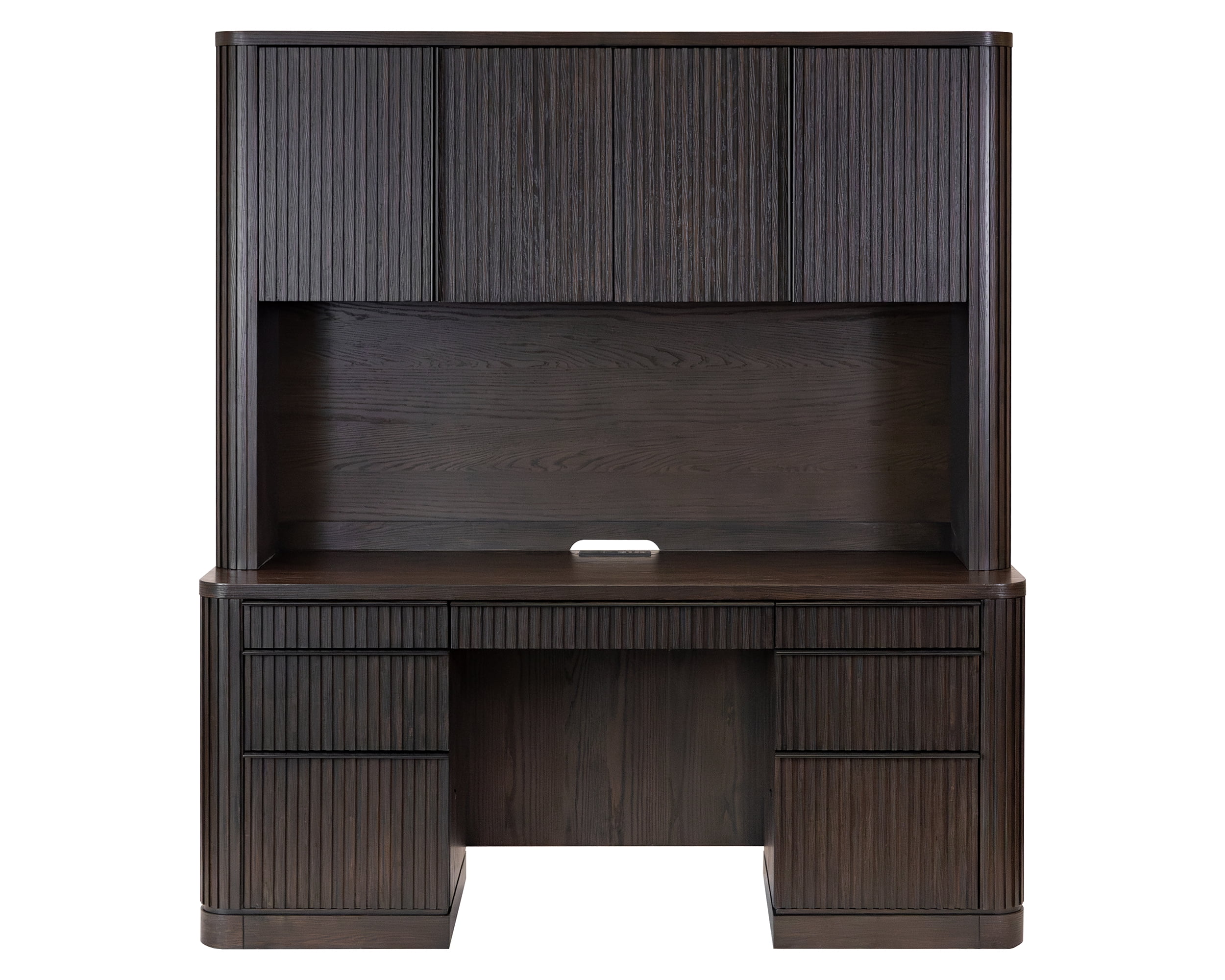 Executive Credenza and Hutch Office Desk Fully Assembled Dark Chocolate
