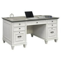 Martin Furniture Hartford White Wood Double Pedestal Desk Executive Desk