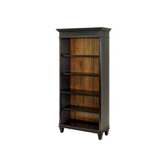 Martin Furniture Hartford Wood Bookcase in Two Tone Distressed Black