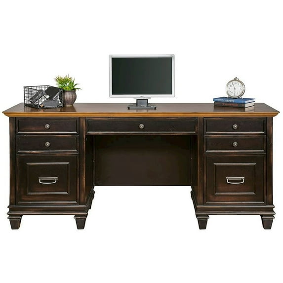 Martin Furniture Hartford Wood Credenza Office Desk Writing Table Black
