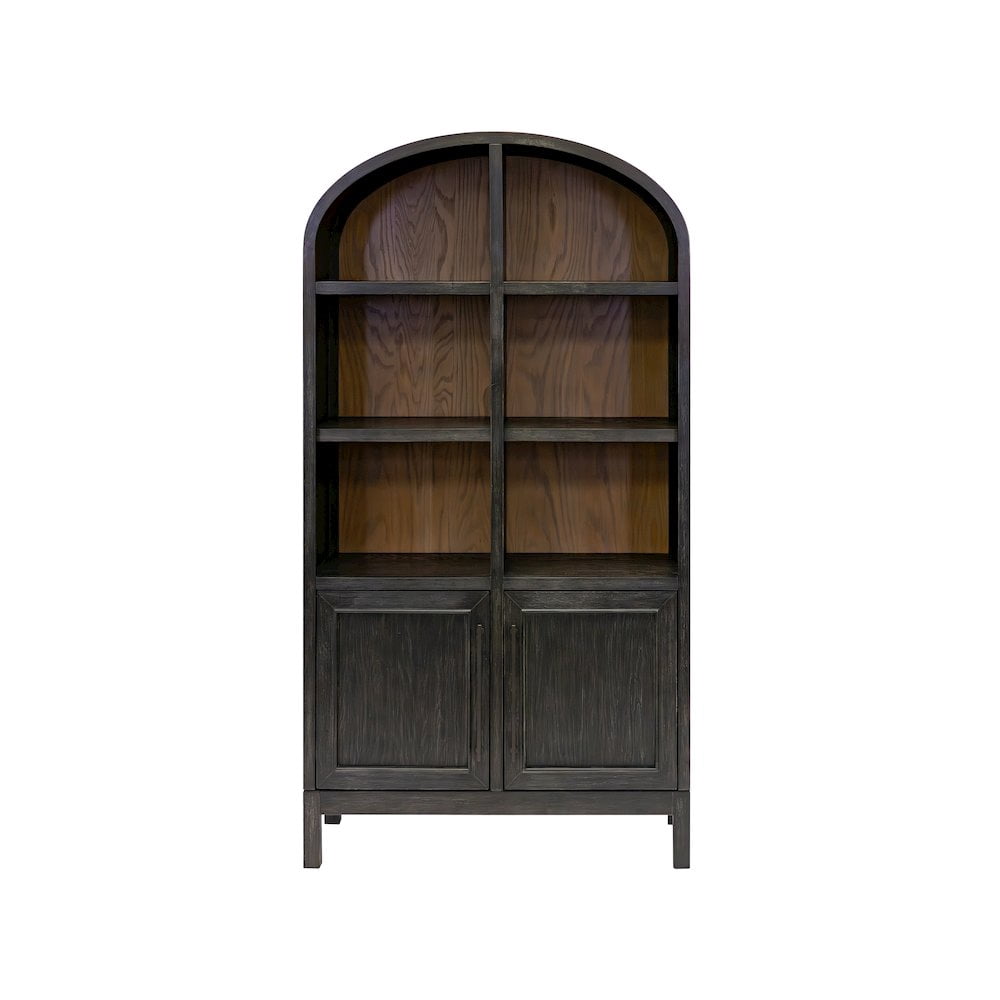 Martin Furniture Modern Wood Arched Display Cabinet/Bookcase, Storage Cabinet, Black