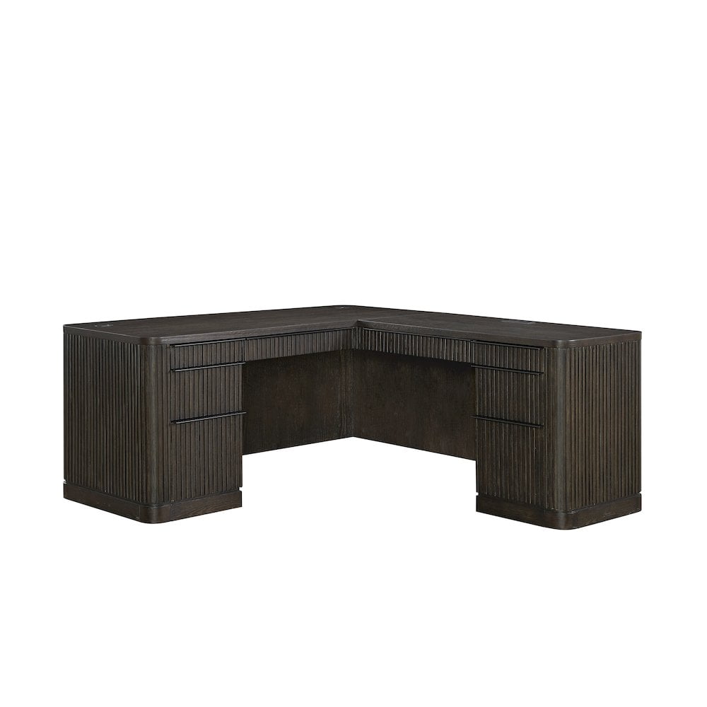 Martin Furniture Tulane Pedestal L-Desk, Pedestal Desk, Office Desk, Brown