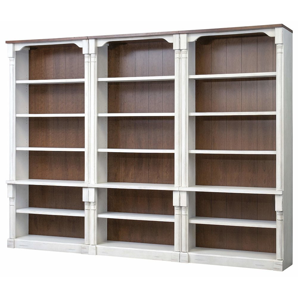 Martin Furniture Durham Three Rustic Open 8' Wood Bookcases, White ...