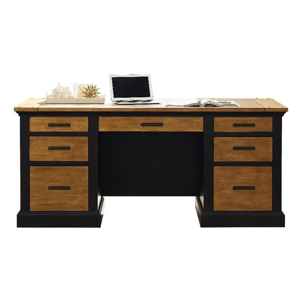 Toulouse Executive Black Wood Desk with 6 Drawers and Filing Cabinet